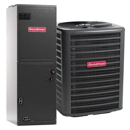 SPLIT SYSTEM GOODMAN 5 TON 14.3 SEER2 R32 BOTTOM RETURN W/HEATER (GLXS4BA6010)(AMST60DU1300)(HKTSD10X1)