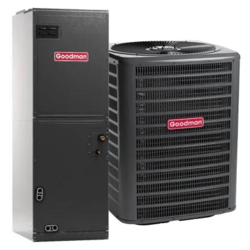 SPLIT SYSTEM GOODMAN 5 TON 15 SEER2 R32 BOTTOM RETURN W/HEATER (GLXS5BA6010)(AMST60DU1300)(HKTSD10X1)