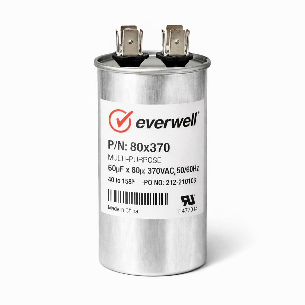 RUN CAPACITOR (65) (A) 80μF 370V ROUND TYPE