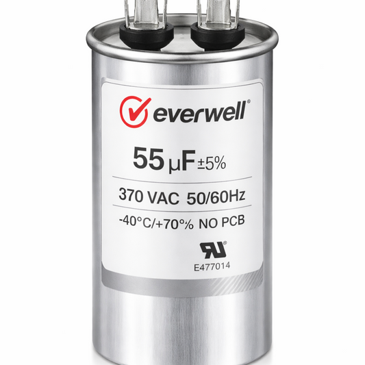 RUN CAPACITOR (65) (A) 55μF 370V ROUND TYPE