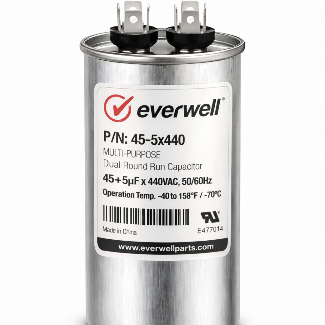 RUN CAPACITOR (65) (B) 45+5μF 440V ROUND TYPE