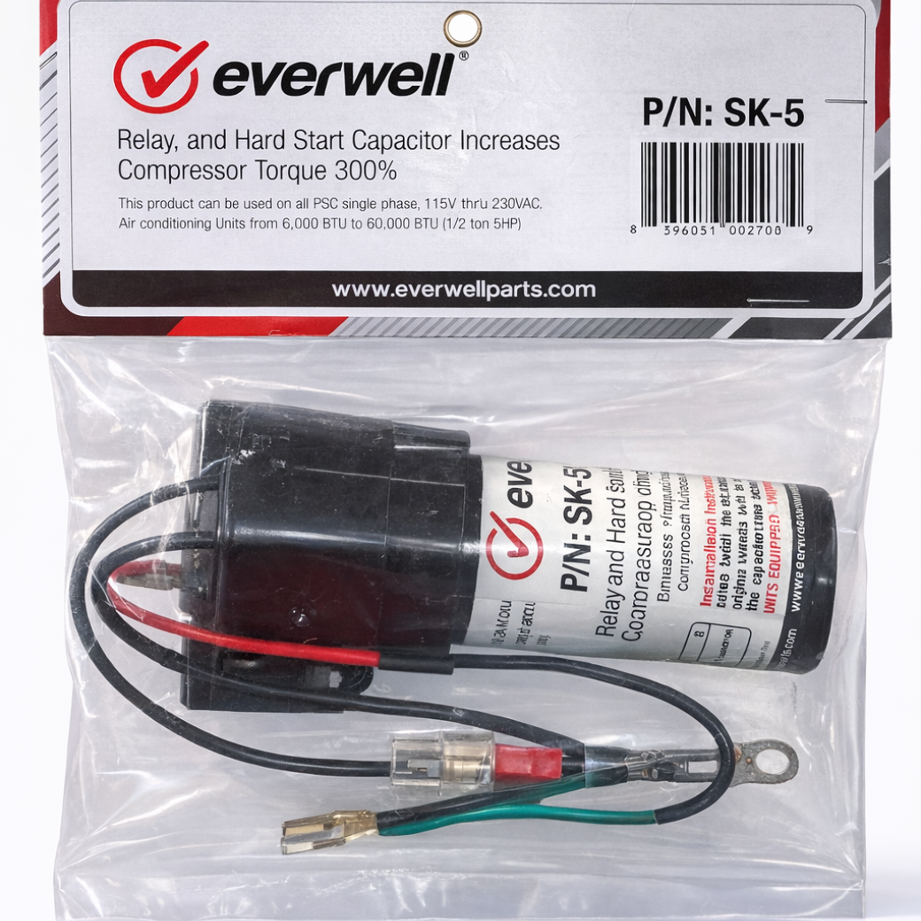 SUPER STARTER/START KIT INCREASES TORQUE UP TO 300% FOR ALL PSC A/C UNITS FROM 1/2 - 5HP 115-230 VOLTS