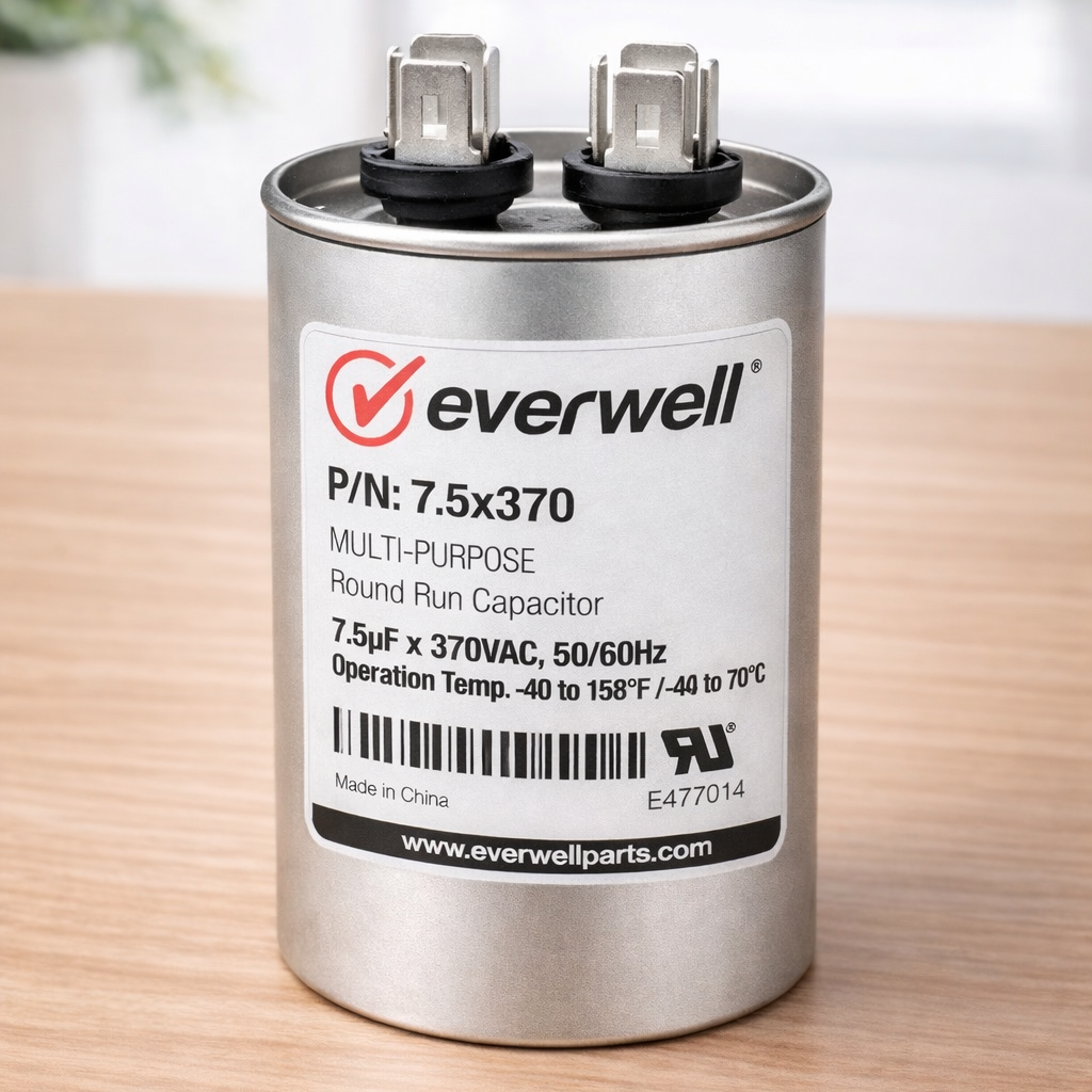 RUN CAPACITOR (65) (A) 7.5μF 370V ROUND TYPE