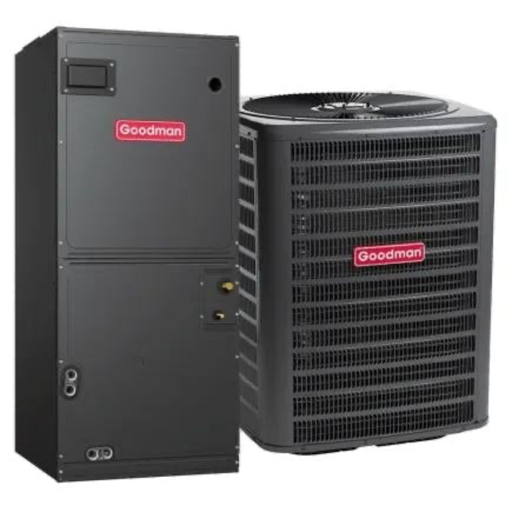 SPLIT SYSTEM GOODMAN 3 TON 15.2 SEER2 R32 BOTTOM RETURN 21" W/HEATER (GLXS5BA3610)(AMST36CU1300)(HKTSD05X1)
