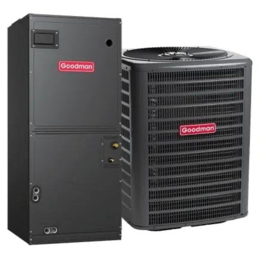 SPLIT SYSTEM GOODMAN 3 TON 14.3 SEER2 R32 BOTTOM RETURN 21" W/HEATER (GLXS4BA3610)(AMST36CU1300)(HKTSD05X1)