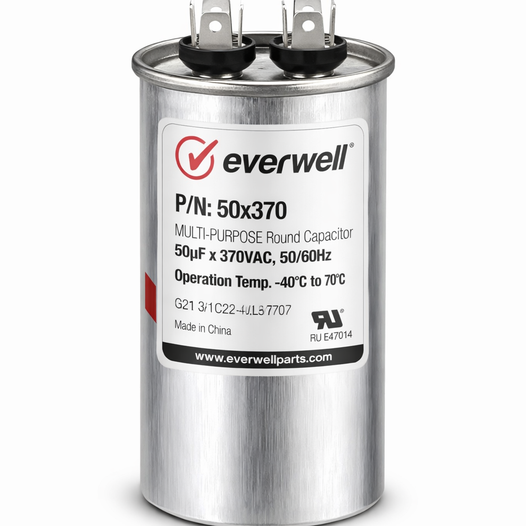 RUN CAPACITOR (65) (A) 50μF 370V ROUND TYPE